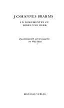 Tapa de Johannes Brahms in Dokumenten zu Leben und Werk, zusammengestellt und hrsg