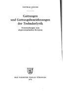 Tapa de Gattungen und Gattungs-bezeichnungen der Trobadorlyrik