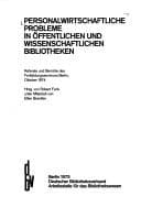 Tapa de Personalwirtschaftliche Probleme in öffentlichen und wissenschaftlichen Bibliotheken