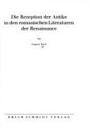 Tapa de Die Rezeption der Antike in den romanischen Literaturen der Renaissance