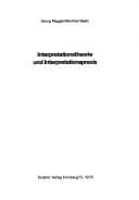 Tapa de Interpretationstheorie und Interpretationspraxis