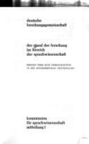 Tapa de Der Stand der Forschung im Bereich der Sprachwissenschaft