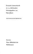 Tapa de Deutsche Literaturkritik im 19. Jahrhundert