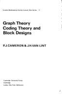 Tapa de Graph theory, coding theory, and block designs