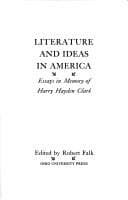 Tapa de Literature and ideas in America