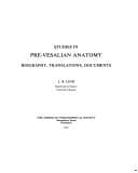 Tapa de Studies in pre-Vesalian anatomy