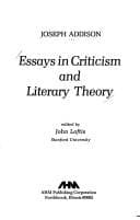 Tapa de Essays in criticism and literary theory