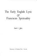 Tapa de The early English lyric & Franciscan spirituality