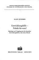 Tapa de Entwicklungshilfe, Politik für wen?