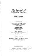 Tapa de The analysis of subjective culture