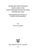 Tapa de Quellen und Studien zur Kurie und zur vatikanischen Politik unter Leo XIII