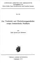 Tapa de Zur Textkritik und Überlieferungsgeschichte einiger Sommerlieder Neidharts