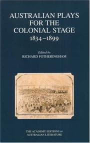 Tapa de Australian Plays for the Colonial Stage, 1834-1899