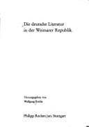 Tapa de Die Deutsche Literatur in der Weimarer Republik