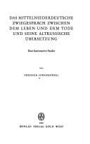 Tapa de Das mittelniederdeutsche Zwiegespräch zwischen dem Leben und dem Tode und seine altrussische Übersetzung