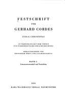 Tapa de Festschrift für Gerhard Cordes zum 65. Geburtstag