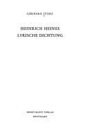 Tapa de Heinrich Heines lyrische Dichtung