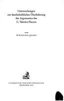 Tapa de Untersuchungen zur handschriftlichen Überlieferung der Argonautica des C. Valerius Flaccus