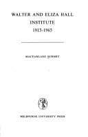 Tapa de Walter and Eliza Hall Institute, 1915-1965