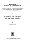 Tapa de A history of the criticism of the Acts of the Apostles