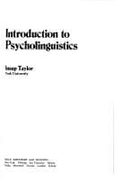 Tapa de Introduction to psycholinguistics