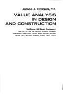Tapa de Value analysis in design and construction