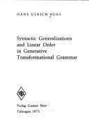 Tapa de Syntactic generalizations and linear order in generative transformational grammar