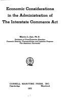Tapa de Economic considerations in the administration of the Interstate commerce act