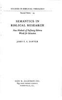 Tapa de Semantics in Biblical research