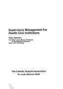 Tapa de Supervisory management for health care institutions