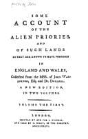 Tapa de Some account of the alien priories, and of such lands as they are known to have possessed in England and Wales
