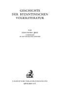 Tapa de Geschichte der byzantinischen Volksliteratur