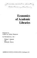 Tapa de Economics of academic libraries