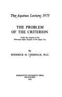 Tapa de The problem of the criterion
