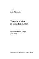 Tapa de Towards a view of Canadian letters