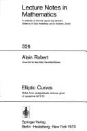 Tapa de Elliptic curves; notes from postgraduate lectures given in Lausanne 1971/72