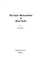 Tapa de The early Meisterlieder of Hans Sachs