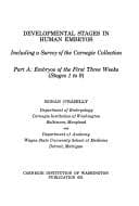 Tapa de Developmental stages in human embryos, including a survey of the Carnegie Collection
