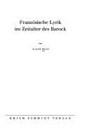 Tapa de Französische Lyrik im Zeitalter des Barock