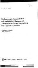 Tapa de On democratic administration and Socialist self-management