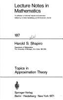 Tapa de Topics in approximation theory