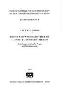 Tapa de Universitätsbibliotheken, Institutsbibliotheken