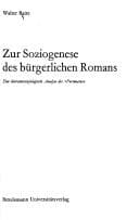 Tapa de Zur Soziogenese des bürgerlichen Romans