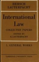 Tapa de International law, being the collected papers of Hersch Lauterpacht