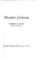 Tapa de Dryden's criticism