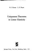 Tapa de Uniqueness theorems in linear elasticity