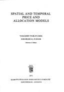 Tapa de Spatial and temporal price and allocation models