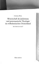 Tapa de Wissenschaft des Judentums und protestantische Theologie im wilhelminischen Deutschland