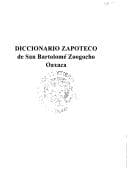 Tapa de Diccionario zapoteco de San Bartolomé Zoogocho, Oaxaca
