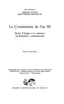 Tapa de La Constitution de l'an III: Boissy d'Anglas et la naissance du libéralisme constitutionnel (Politique d'aujourd'hui) (French Edition)